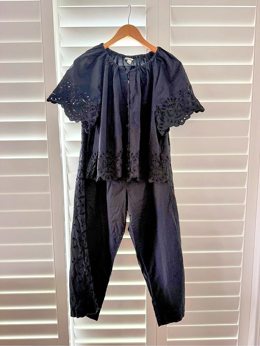 a new day Black Eyelet Jumpsuit Like New